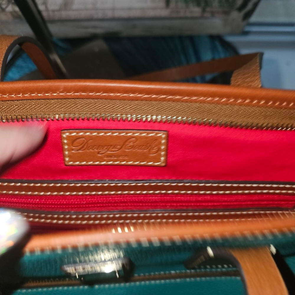 Women's Dooney & Bourke Teal & Brown Leather Tote Bag One Size - Picture 5 of 8